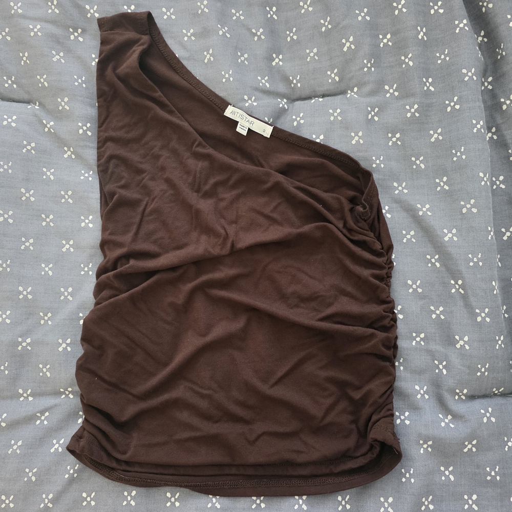 One-Shoulder Brown Top